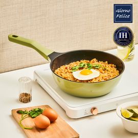 GIORNO FELICE Fresh-Up Ceramic Prime Shield 3X Coating Wok 24cm Induction Compatible Non-Stick Lightweight 